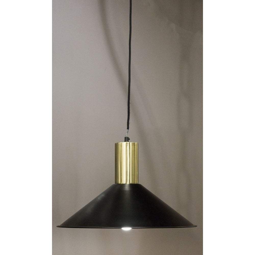 Redfern Hanging Lamp Black w Brass Top-abc