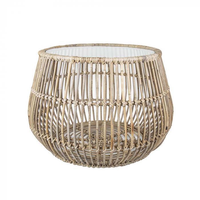 Haiti Round Basket Table Glass 42cm-abc