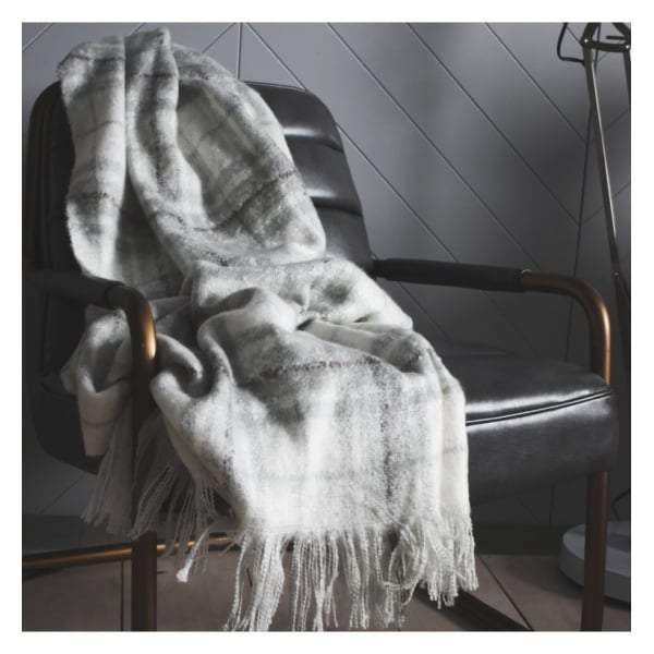 Check Mohair Throw Grey W1300 x H1800mm-abc