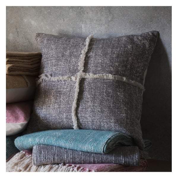 Patna Fringe Cushion Grey W450 x H450mm-abc