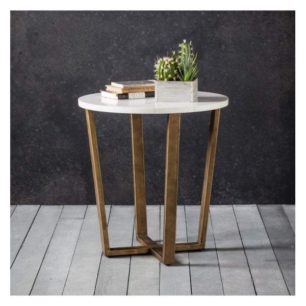 Chester Round Side Table Marble W520 x D520 x H555mm-abc