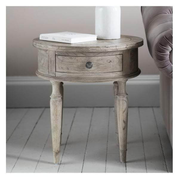 Makassar Round 1 Drawer Side Table W530 x D530 x H560mm-abc