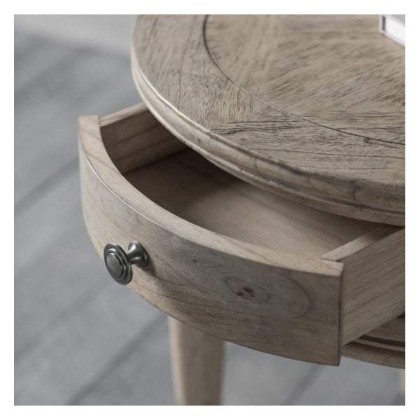 Makassar Round 1 Drawer Side Table W530 x D530 x H560mm-abc