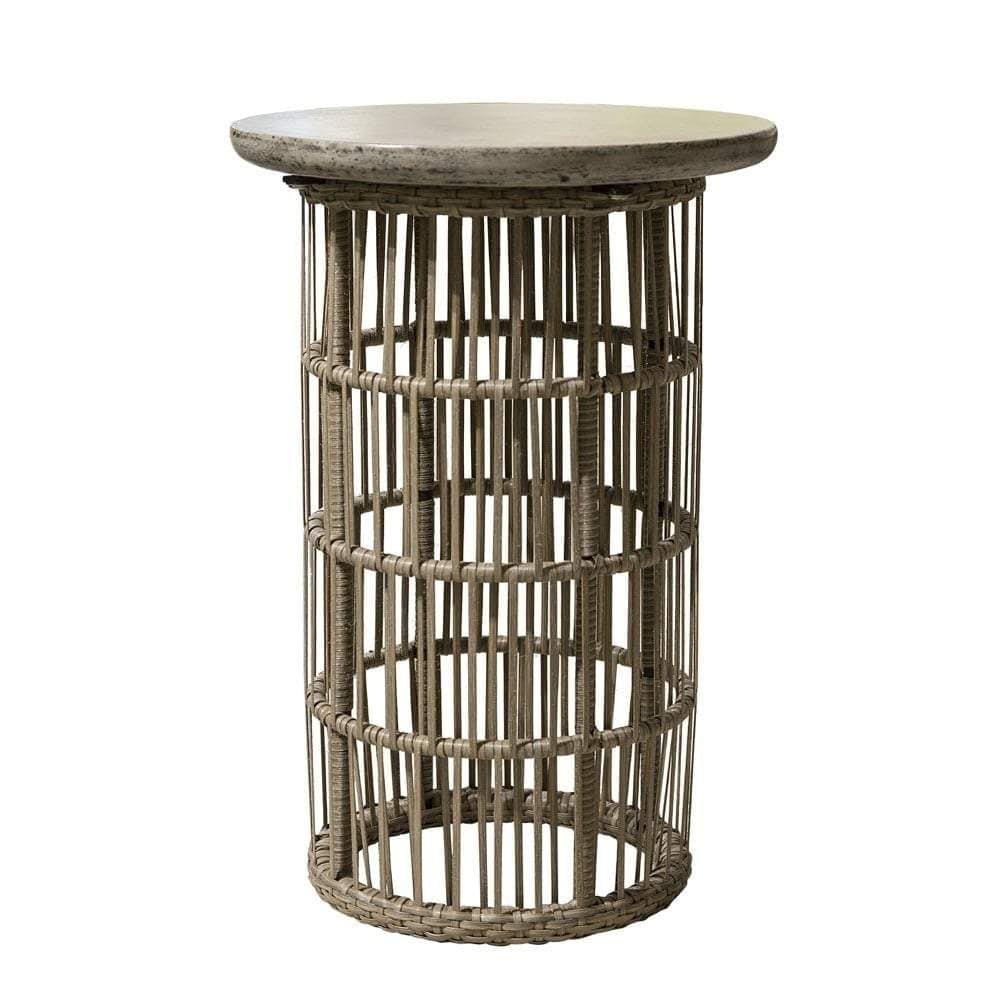 Elba Tall Concrete Effect Table with Rattan Base-abc