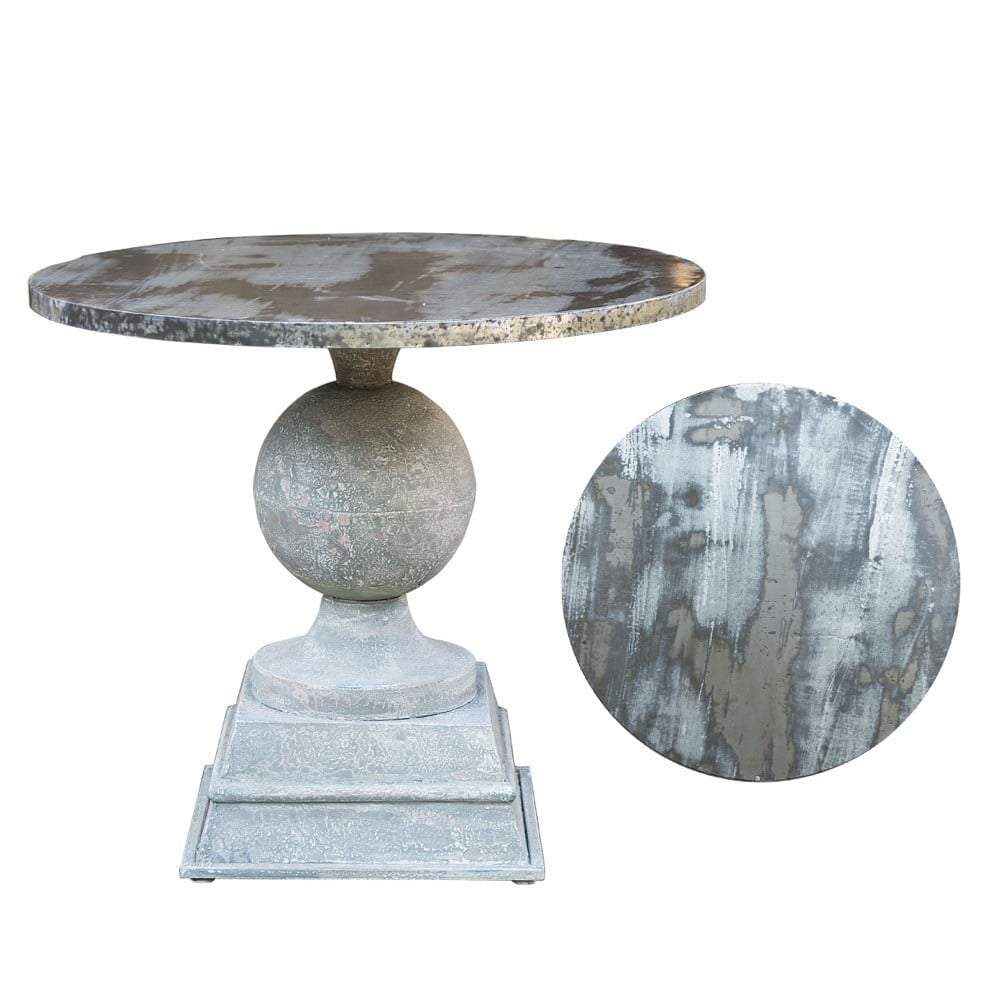 Dining Table Rnd Metal 90X90X78 Sil Pewt-abc