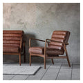 Datsun Armchair Vintage Brown Leather W700 x D740 x H800mm-abc