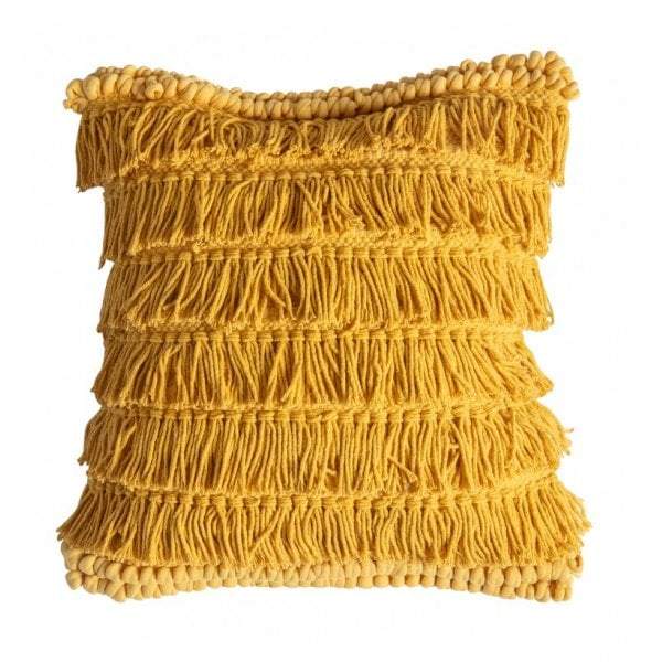 Tallara Fringed Cushion Ochre-abc