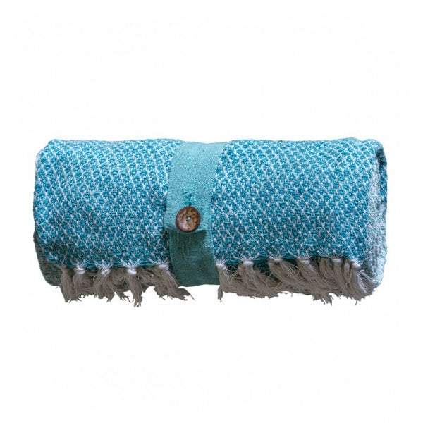 Cotton Diamond Throw Teal-abc