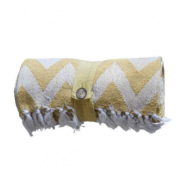 Cotton Chevron Throw Ochre-abc
