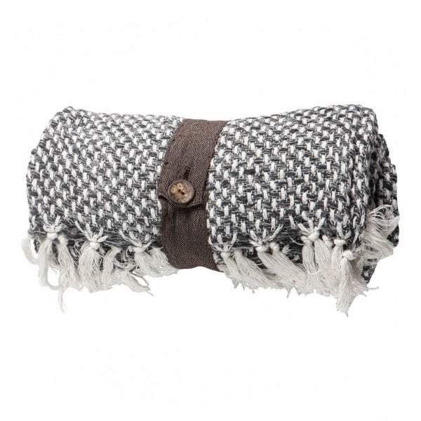 Cotton Cubic Throw Grey-abc