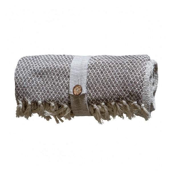 Cotton Diamond Throw Natural-abc