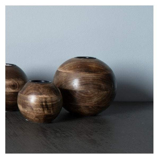 Ripley Large Tealight Holder Dark Wood-abc