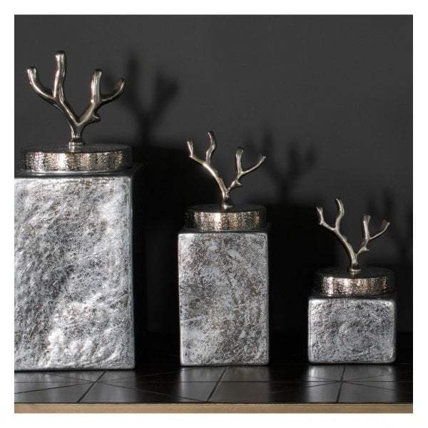 Larsen Medium Jar Silver Foil Glass-abc