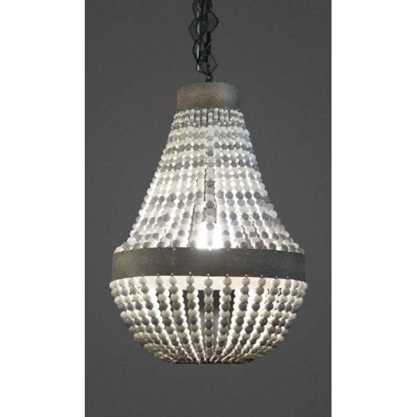 Kasbah oval white beaded hanging lamp-abc