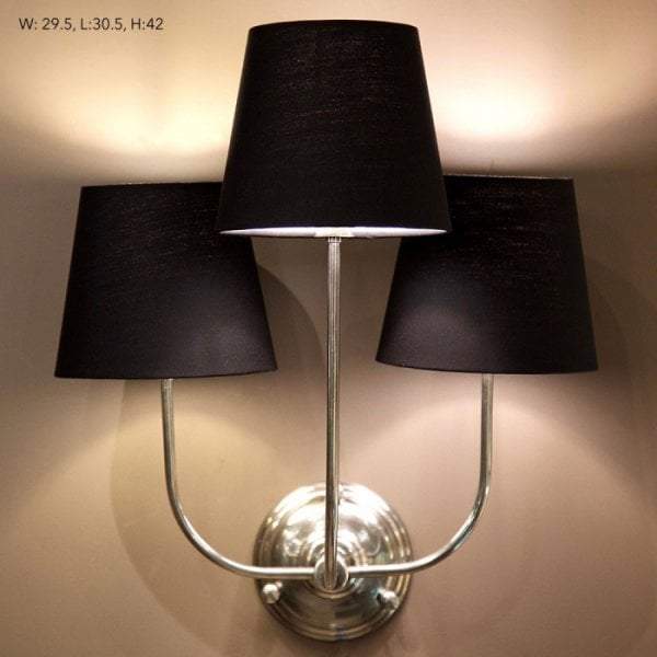 Trilogy 3 arms wall lamp base in silve-abc