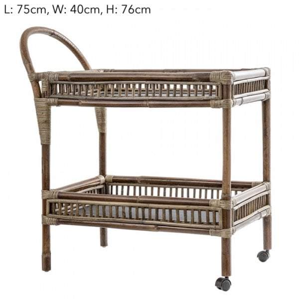 Seville Rattan & Bamboo Tea Cart-abc