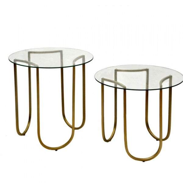 Chanel Side Table Set of 2 Gold Finish-abc