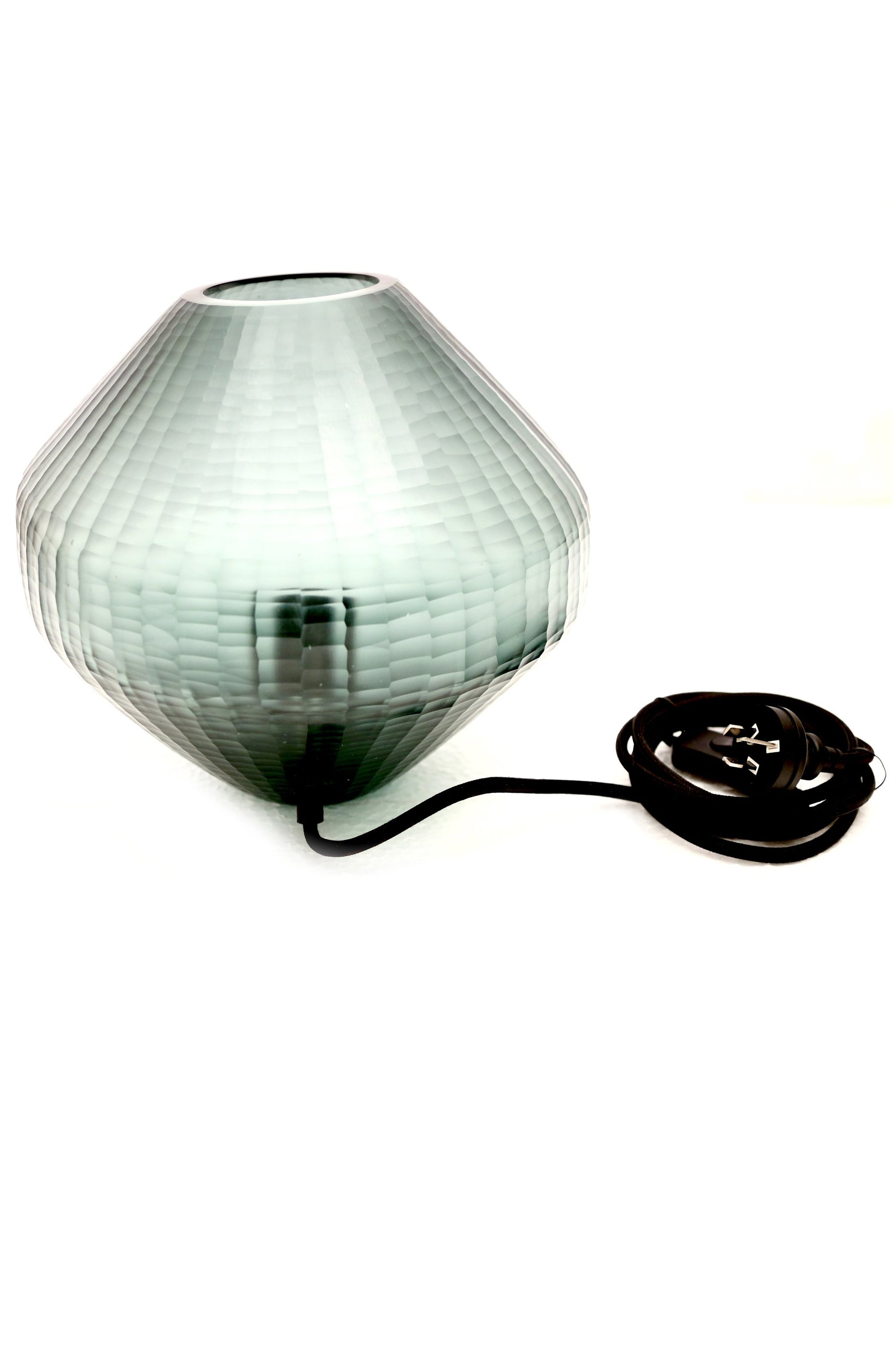 Paris Small - Bottle Green - Small Freeform Hand Cut Art Glass Table Lamp-abc