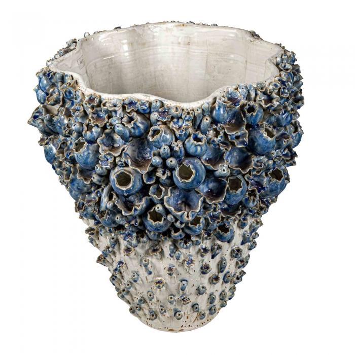Vase White w Blue Flower-abc