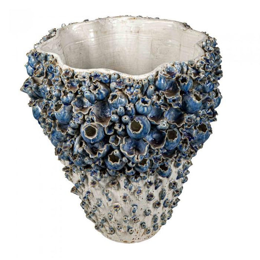 Vase White w Blue Flower-abc