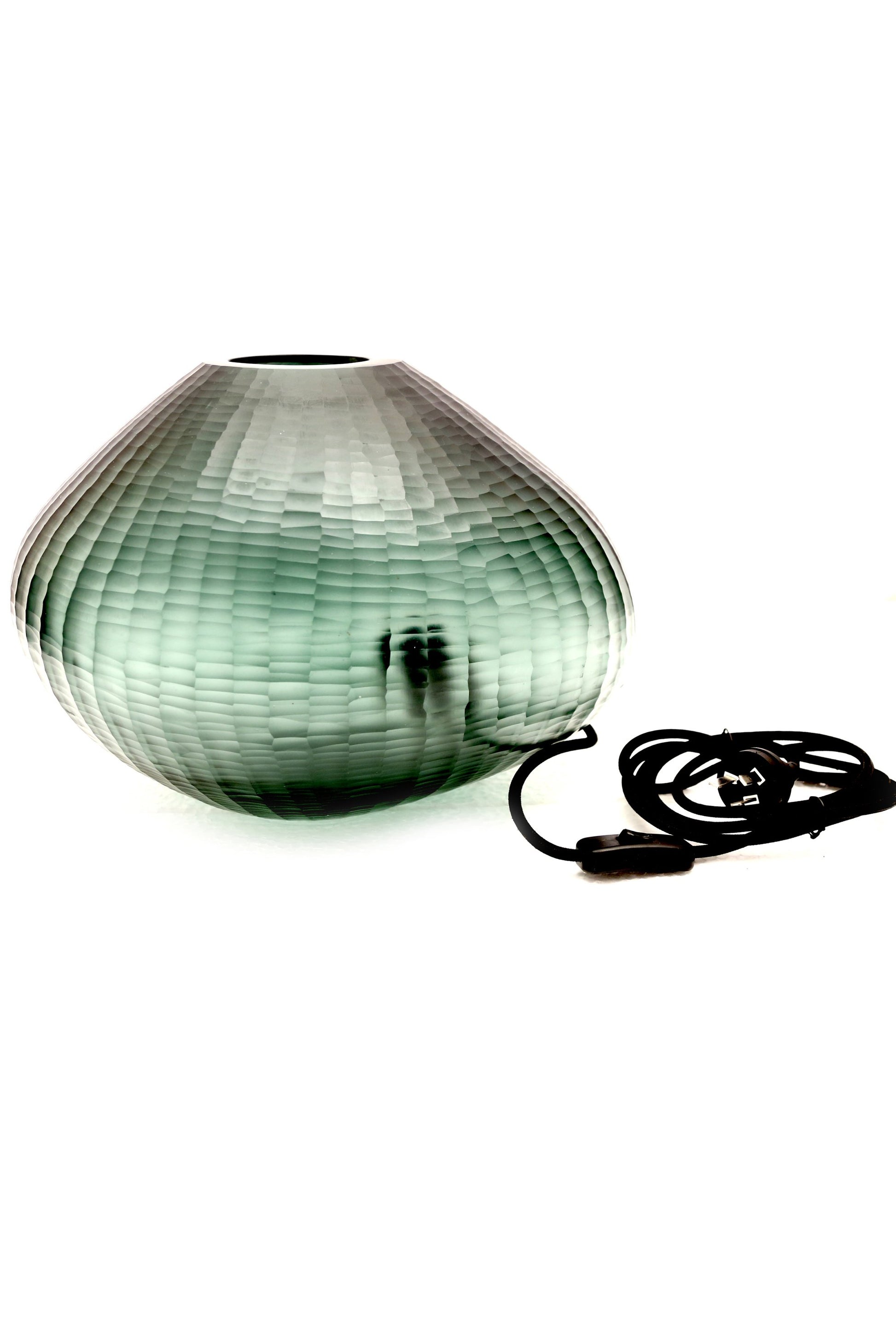 Paris Large - Bottle Green - Large Freeform Hand Cut Art Glass Table Lamp-abc