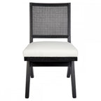 The Imperial Dining Chair - Black Frame w White Linen-abc