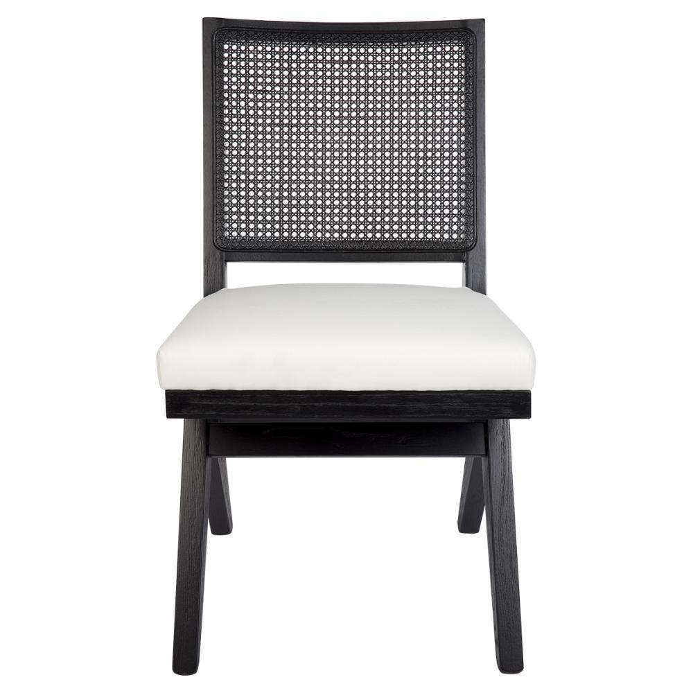 The Imperial Dining Chair - Black Frame w White Linen-abc