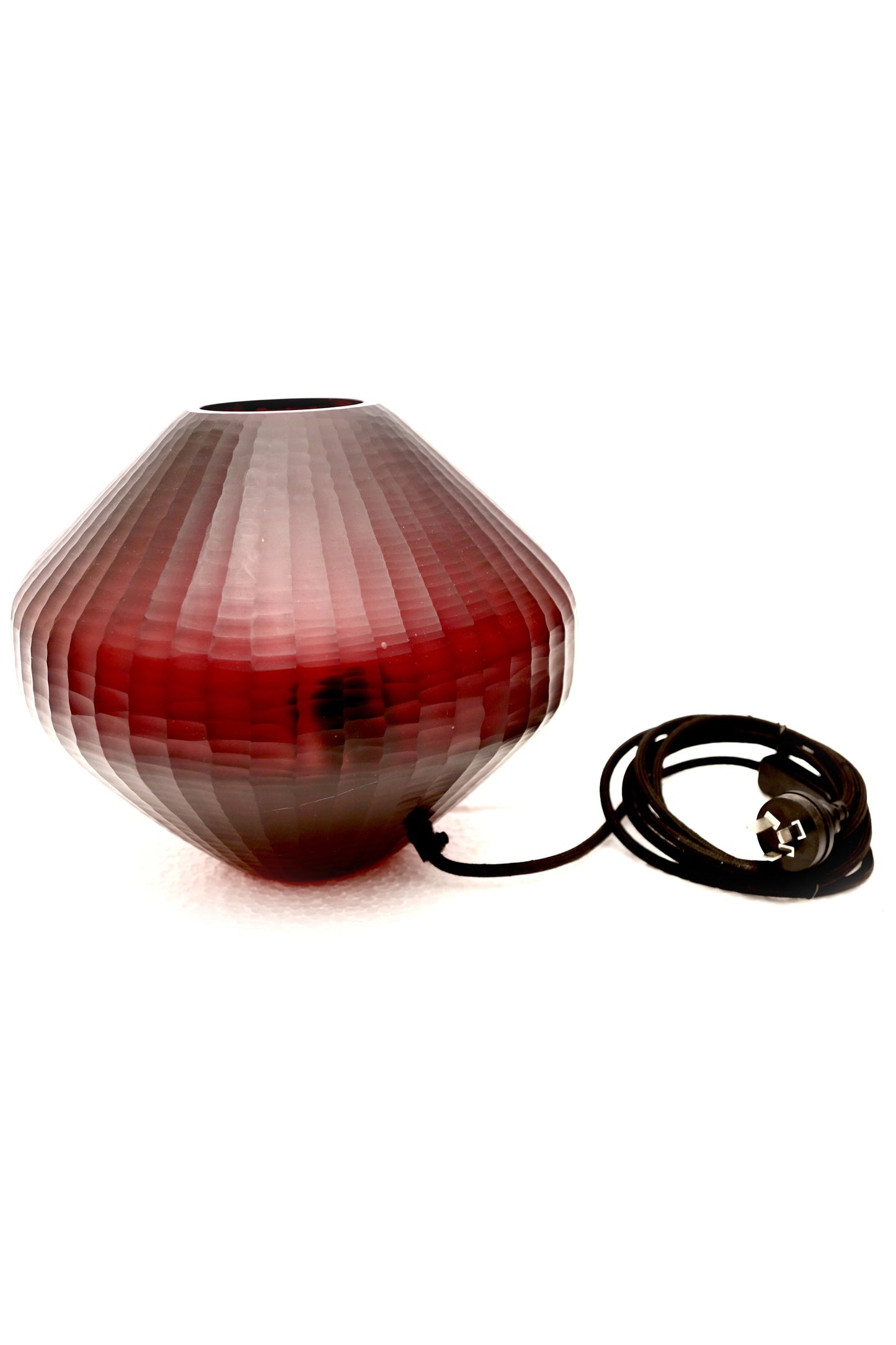 Paris Small - Ruby - Small Freeform Hand Cut Art Glass Table Lamp-abc