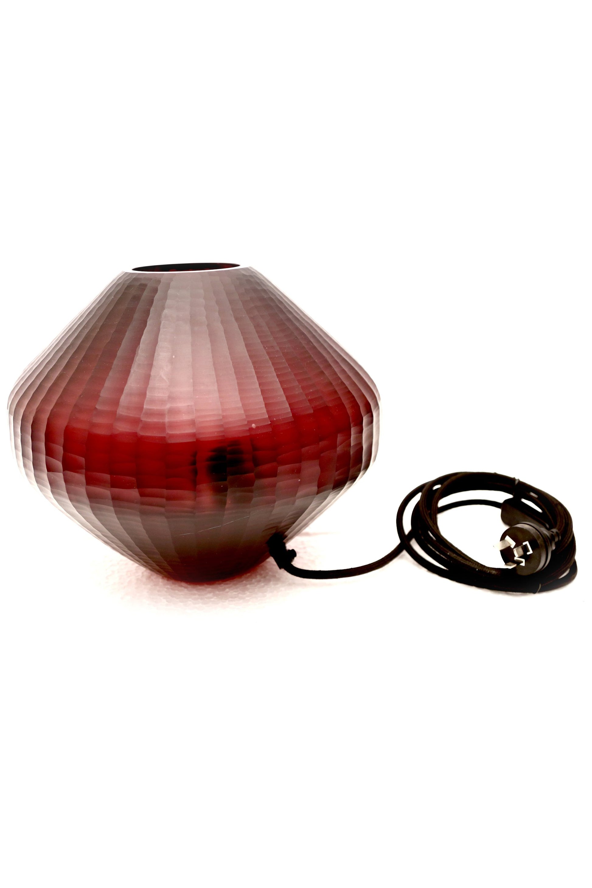 Paris Small - Ruby - Small Freeform Hand Cut Art Glass Table Lamp-abc
