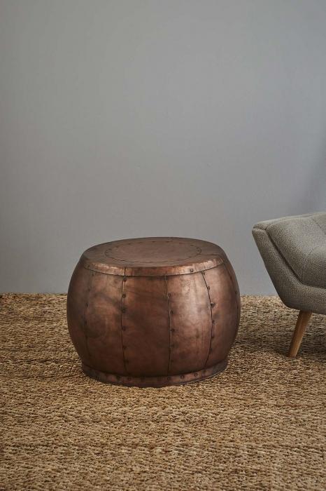 Omega Table Small - Antique Copper - Iron Riveted Side Table-abc