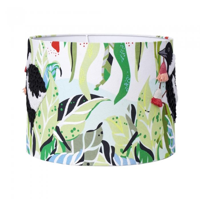 Magpie Embroidered Lampshade-abc