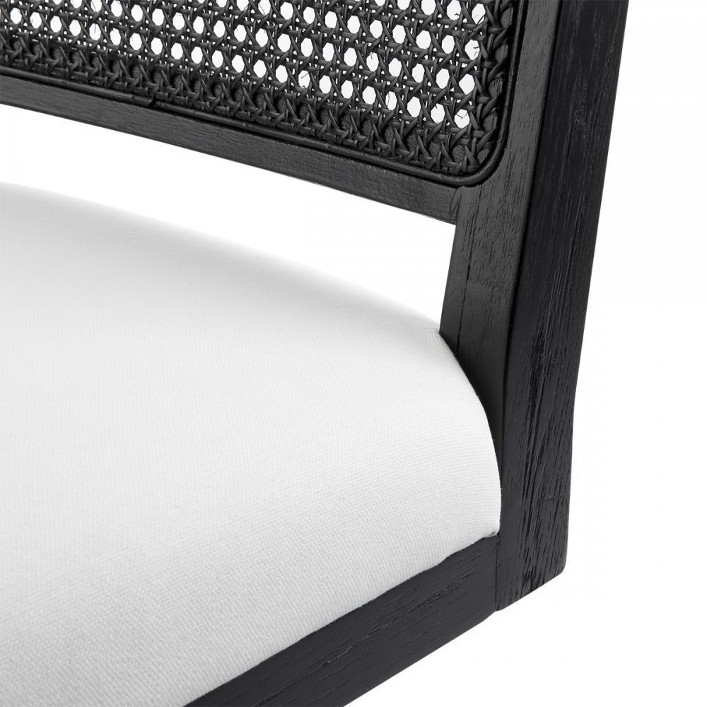 The Imperial Dining Chair - Black Frame w White Linen-abc
