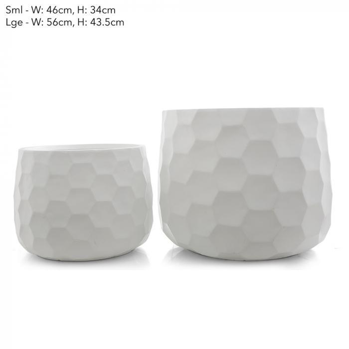 Honeycomb Pot Set/2 Lge White-abc
