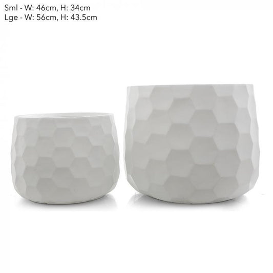 Honeycomb Pot Set/2 Lge White-abc