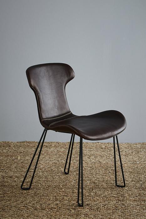 Yonkers Chair - Tan/Black - Waxed Leather Upholstered Chair-abc