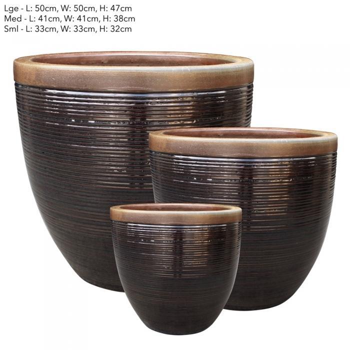 Saigon Planter Set of 3 Brown-abc
