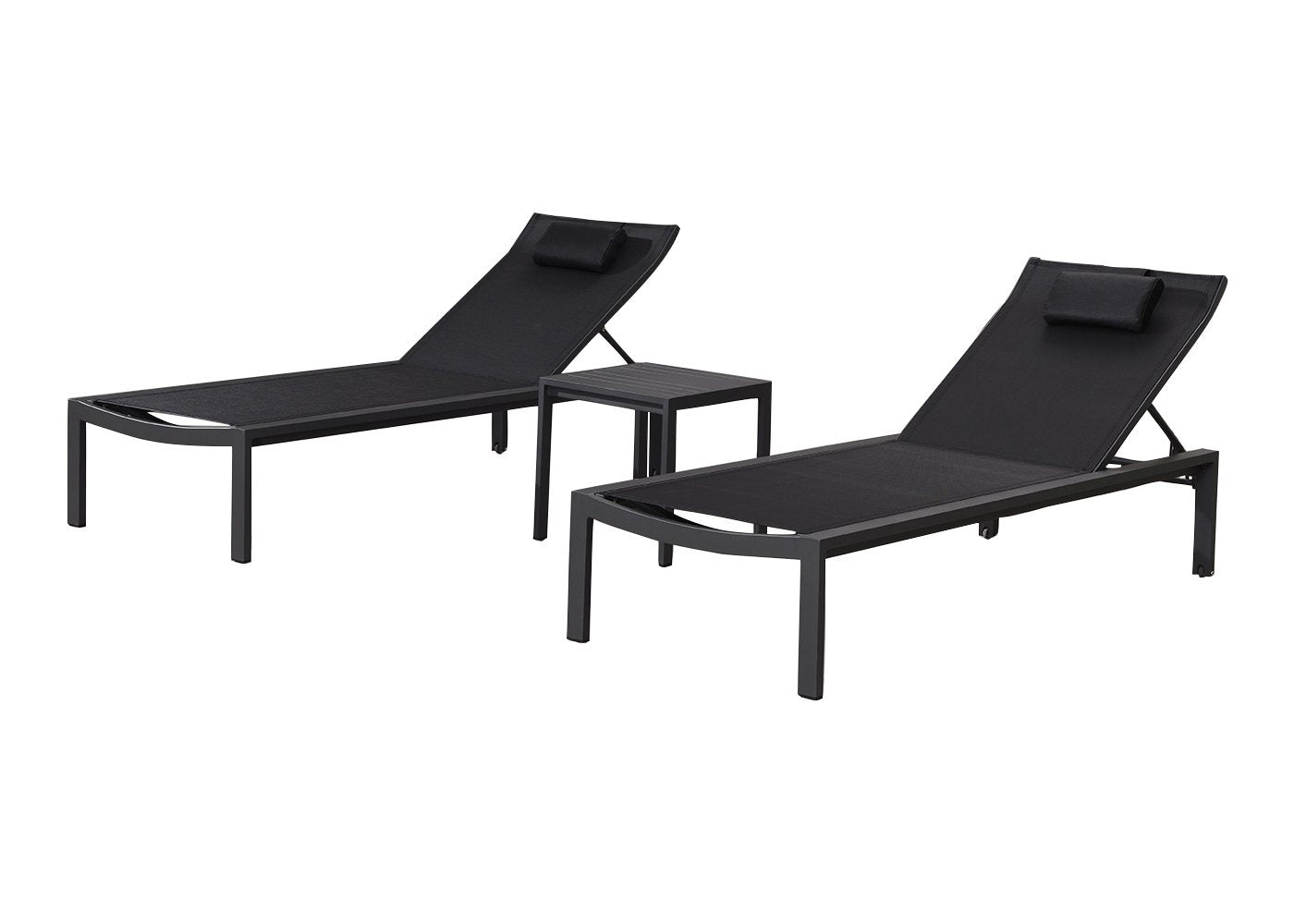 Florida 3 Piece Chaise Lounge Set in Charcoal-abc