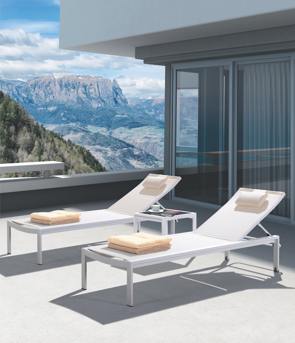 Florida 3 Piece Chaise Lounge Set in White-abc