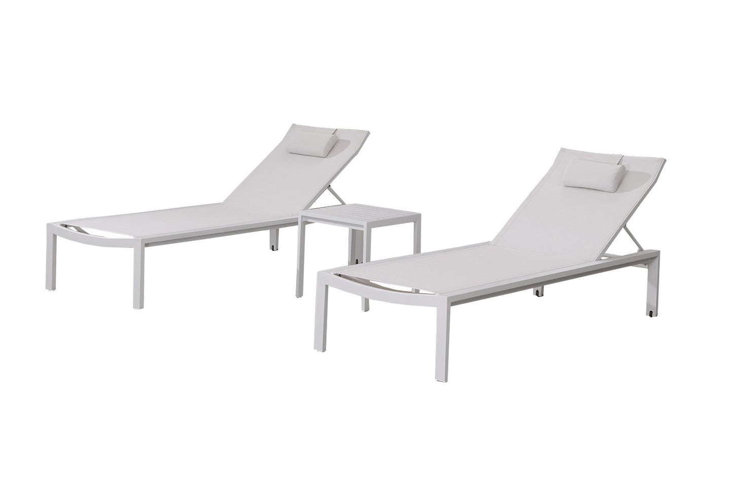 Florida 3 Piece Chaise Lounge Set in White-abc