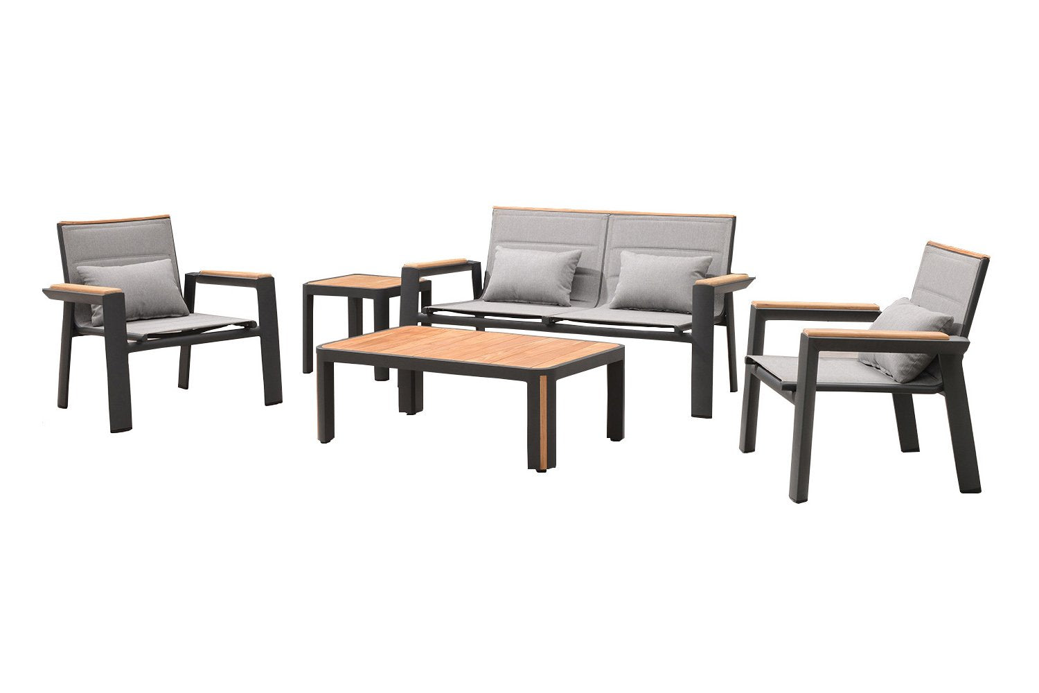 Madrid 5 Piece Lounge Seating Set with Love Seat in Charcoal-abc