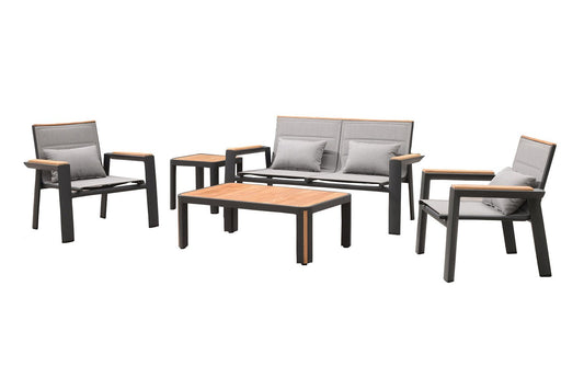 Madrid 5 Piece Lounge Seating Set with Love Seat in Charcoal-abc