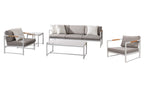 Monaco 5 Piece Lounge Seating Set with Three Seat Sofa in White-abc