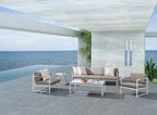 Monaco 5 Piece Lounge Seating Set with Three Seat Sofa in White-abc