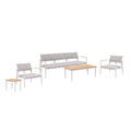 California 5 Piece Lounge Seating Set with Three Seat Sofa in White-abc