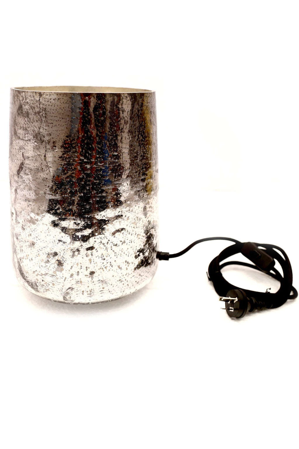 Montmartre - Pewter - Small Cylinder Art Glass Table Lamp-abc
