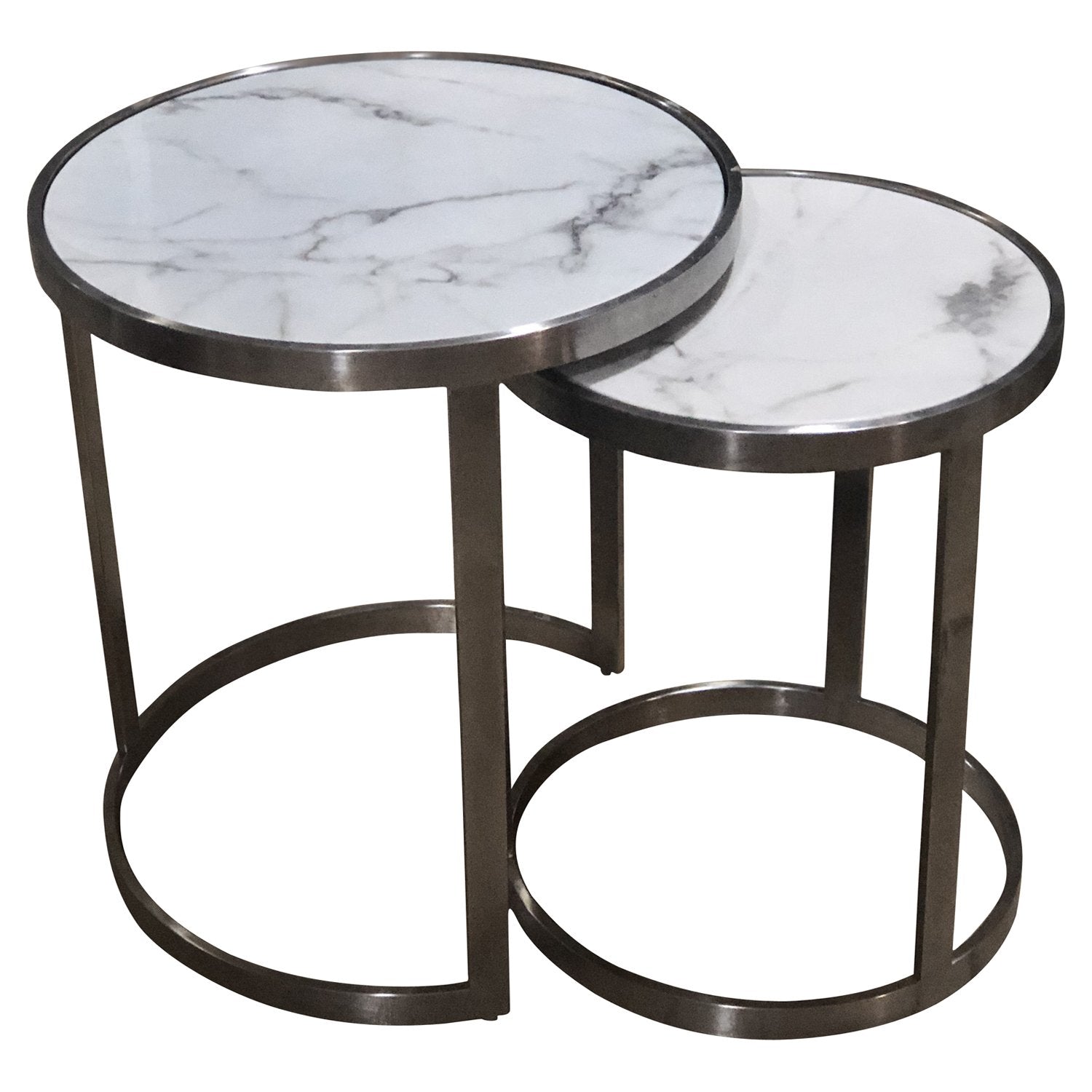 Sterling Side Table Set White Marble-abc
