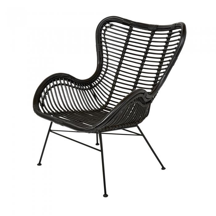 Barcelona Wing Back Chair w Cushion Blac-abc