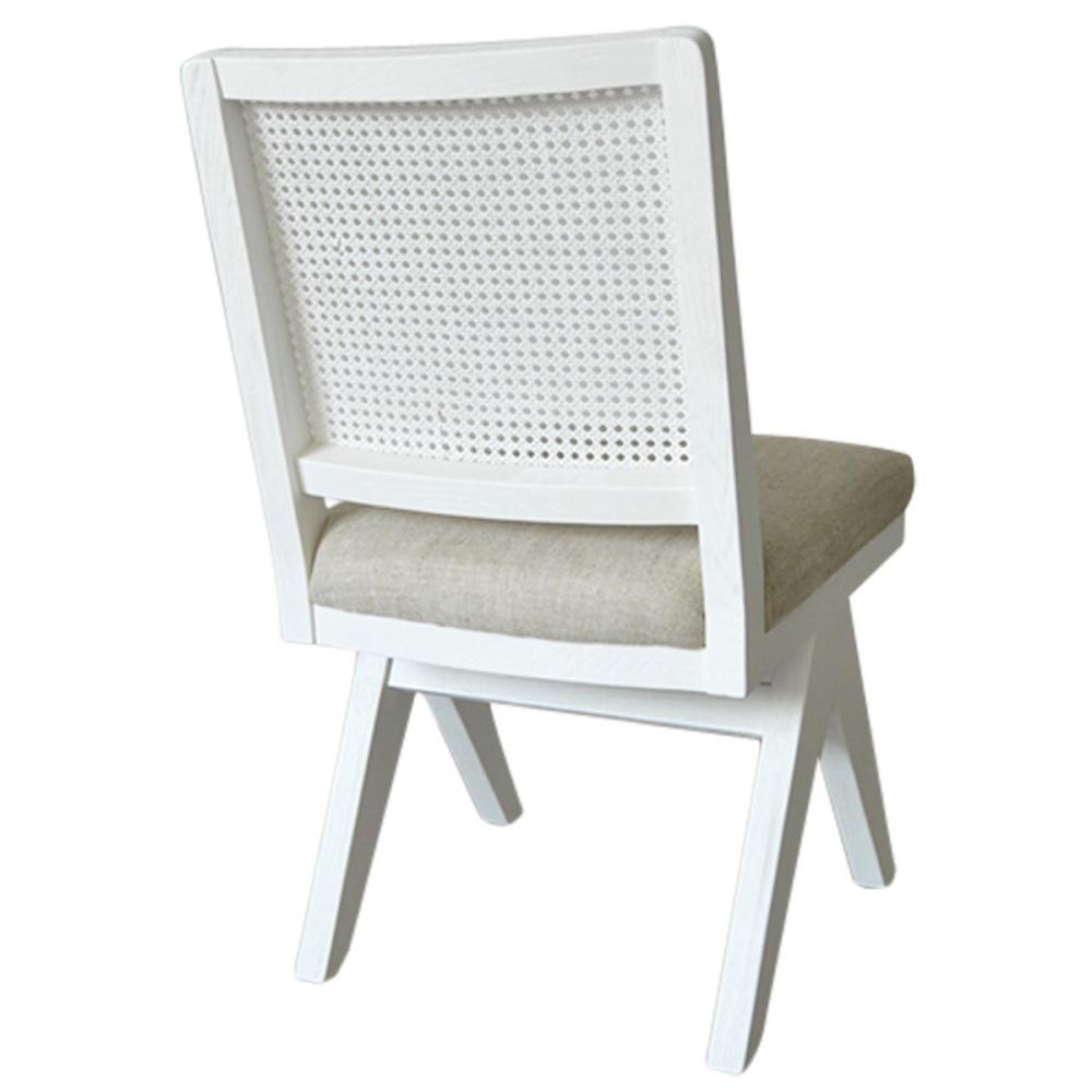 The Imperial Dining Chair - White Frame w Natural Linen-abc