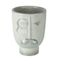Monocle Vase White and Silver-abc