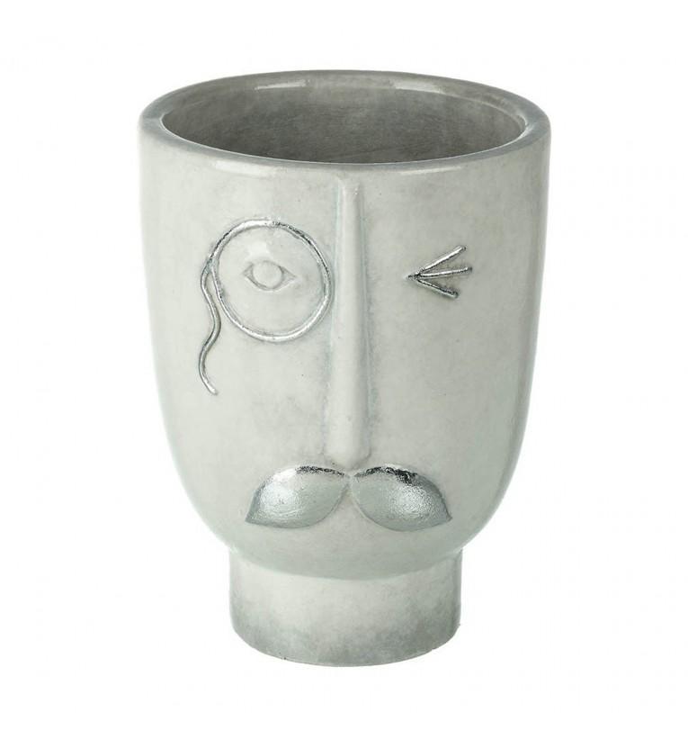 Monocle Vase White and Silver-abc